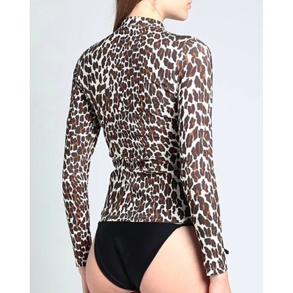 Tory Burch NWT Leopard Swim Rash Guard Long sleeve Top XS - Picture 2 of 8